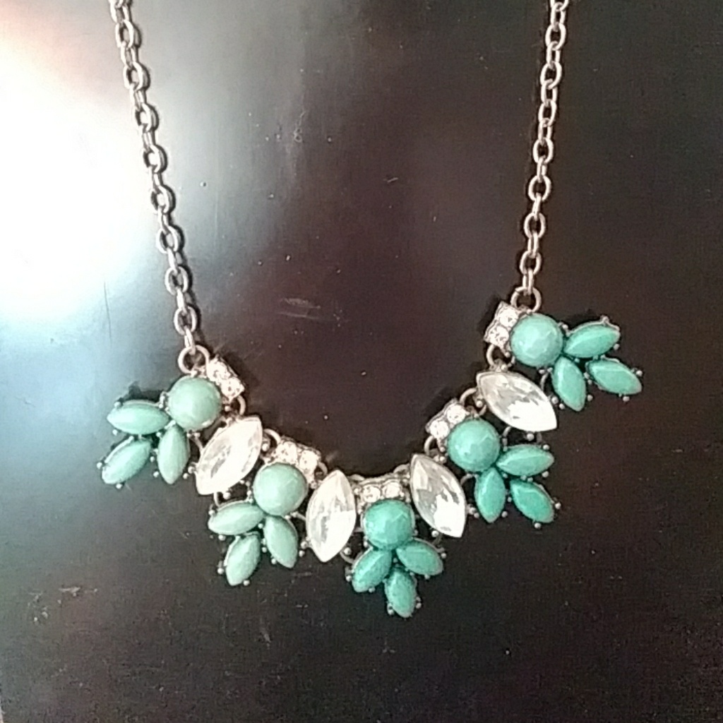 Etc! Aqua/ Rhinestones Necklace